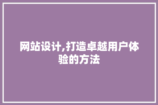 网站设计,打造卓越用户体验的方法
