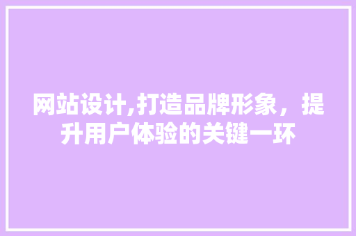 网站设计,打造品牌形象，提升用户体验的关键一环