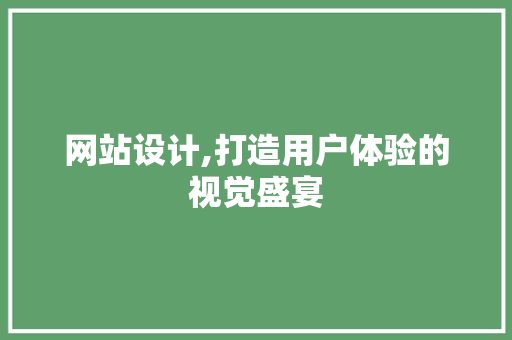 网站设计,打造用户体验的视觉盛宴