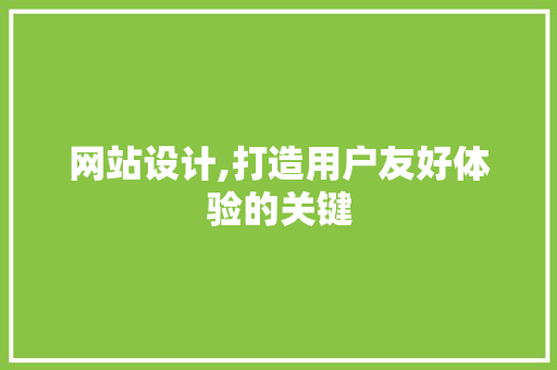 网站设计,打造用户友好体验的关键