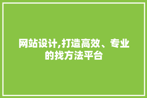 网站设计,打造高效、专业的找方法平台