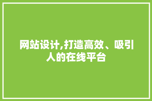 网站设计,打造高效、吸引人的在线平台