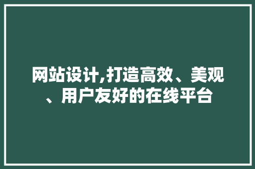 网站设计,打造高效、美观、用户友好的在线平台