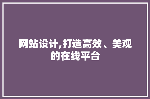 网站设计,打造高效、美观的在线平台