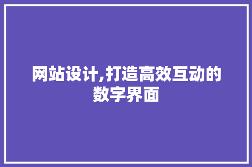 网站设计,打造高效互动的数字界面