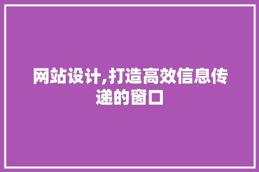 网站设计,打造高效信息传递的窗口