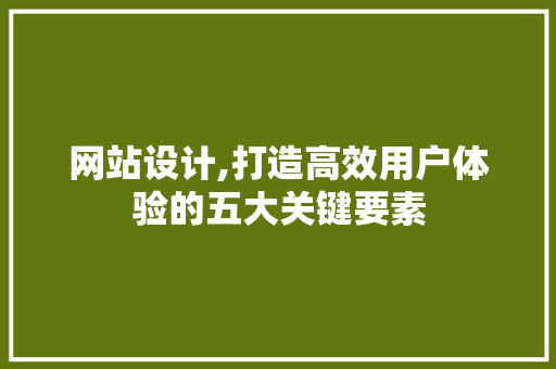 网站设计,打造高效用户体验的五大关键要素