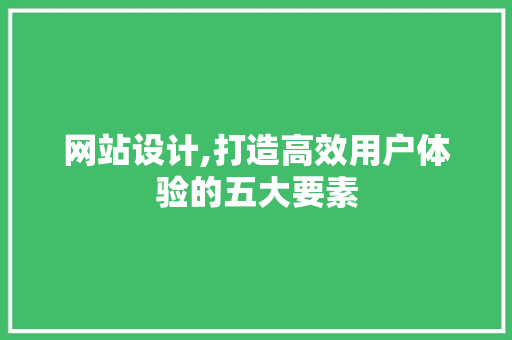 网站设计,打造高效用户体验的五大要素