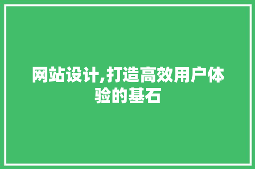 网站设计,打造高效用户体验的基石