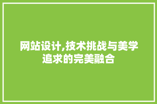 网站设计,技术挑战与美学追求的完美融合