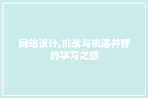 网站设计,挑战与机遇并存的学习之旅