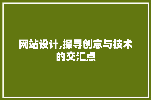 网站设计,探寻创意与技术的交汇点