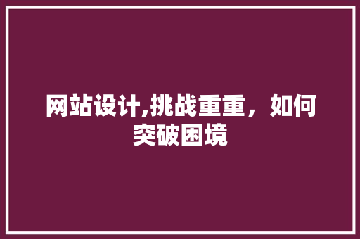 网站设计,挑战重重，如何突破困境