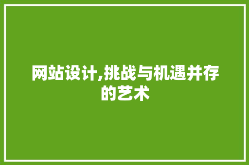 网站设计,挑战与机遇并存的艺术
