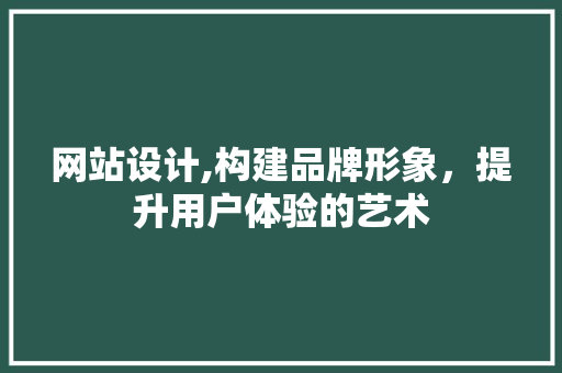 网站设计,构建品牌形象，提升用户体验的艺术