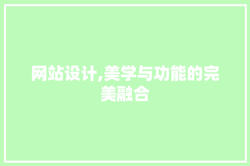 网站设计,美学与功能的完美融合