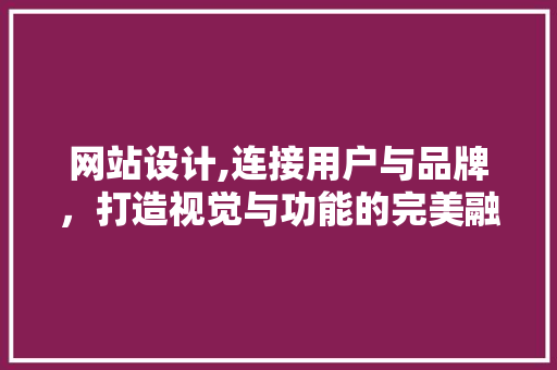 网站设计,连接用户与品牌，打造视觉与功能的完美融合