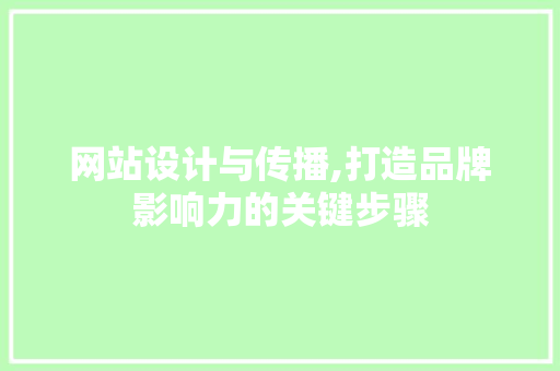 网站设计与传播,打造品牌影响力的关键步骤