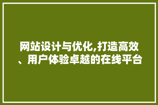 网站设计与优化,打造高效、用户体验卓越的在线平台