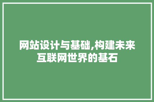 网站设计与基础,构建未来互联网世界的基石