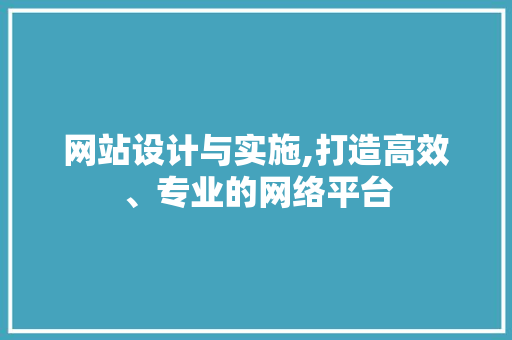 网站设计与实施,打造高效、专业的网络平台
