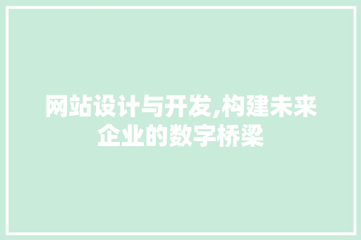 网站设计与开发,构建未来企业的数字桥梁