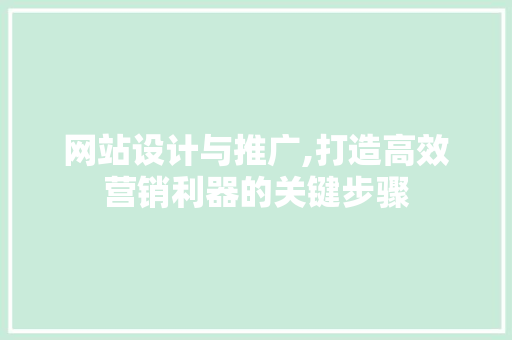 网站设计与推广,打造高效营销利器的关键步骤