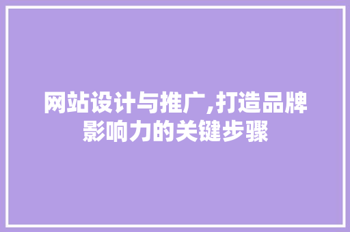 网站设计与推广,打造品牌影响力的关键步骤