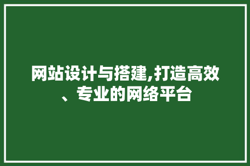 网站设计与搭建,打造高效、专业的网络平台 网站设计与搭建,打造高效、专业的网络平台 百度SEO