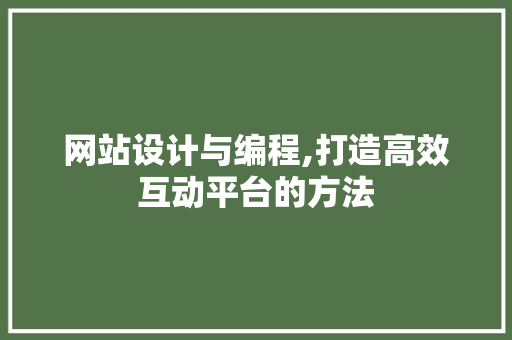 网站设计与编程,打造高效互动平台的方法