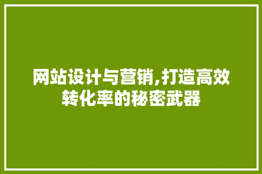 网站设计与营销,打造高效转化率的秘密武器