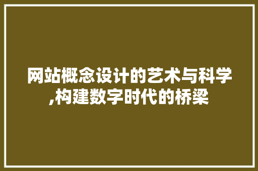 网站概念设计的艺术与科学,构建数字时代的桥梁