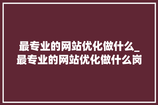 最专业的网站优化做什么_最专业的网站优化做什么岗位。