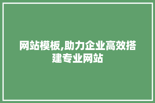 网站模板,助力企业高效搭建专业网站