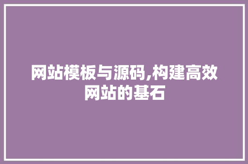 网站模板与源码,构建高效网站的基石