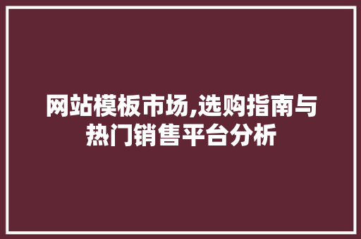 网站模板市场,选购指南与热门销售平台分析
