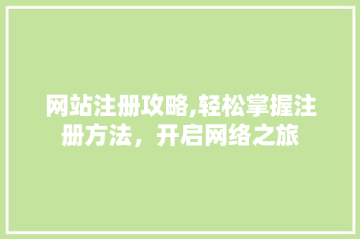 网站注册攻略,轻松掌握注册方法，开启网络之旅
