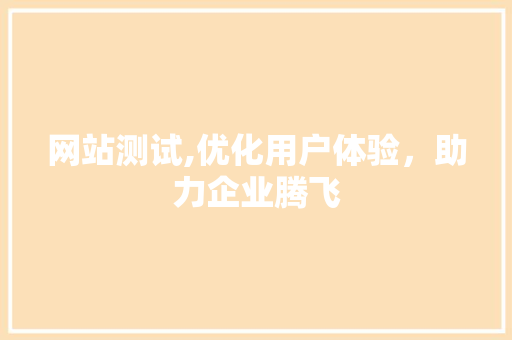 网站测试,优化用户体验，助力企业腾飞