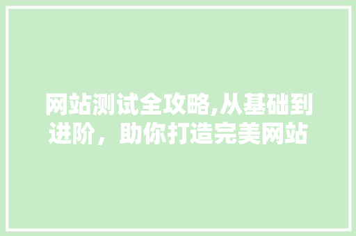 网站测试全攻略,从基础到进阶，助你打造完美网站 网站测试全攻略,从基础到进阶，助你打造完美网站 百度SEO