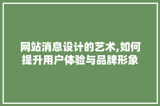 网站消息设计的艺术,如何提升用户体验与品牌形象