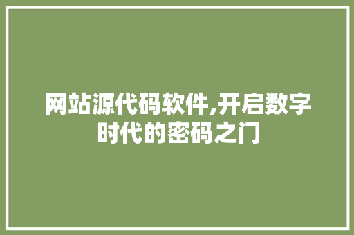 网站源代码软件,开启数字时代的密码之门
