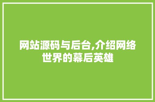 网站源码与后台,介绍网络世界的幕后英雄
