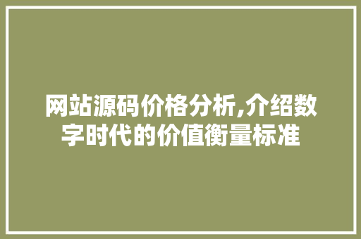网站源码价格分析,介绍数字时代的价值衡量标准