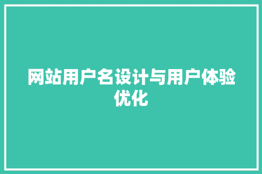 网站用户名设计与用户体验优化