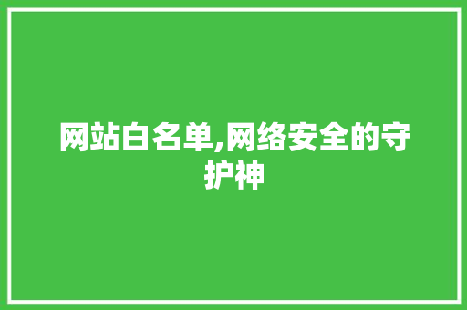 网站白名单,网络安全的守护神