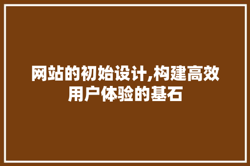网站的初始设计,构建高效用户体验的基石