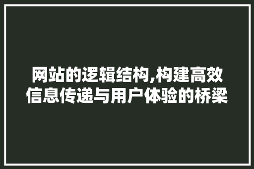 网站的逻辑结构,构建高效信息传递与用户体验的桥梁
