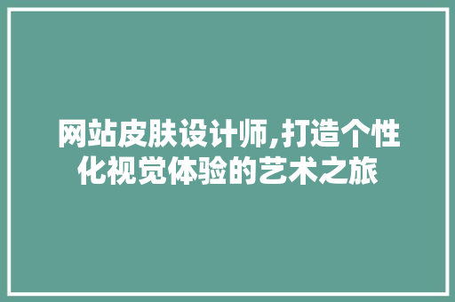 网站皮肤设计师,打造个性化视觉体验的艺术之旅