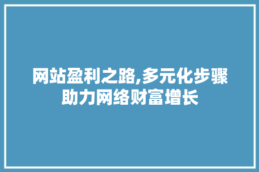 网站盈利之路,多元化步骤助力网络财富增长