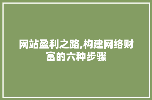 网站盈利之路,构建网络财富的六种步骤 网站盈利之路,构建网络财富的六种步骤 百度SEO